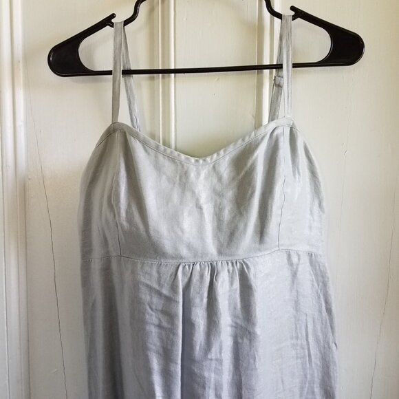 Tommy Bahama Sun Dress~Hi-Lo Midi~Shimmer Silver-Gray Linen~Elastic Fit~M NEW - Picture 2 of 6